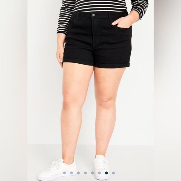 NWT Old Navy Black WOW Jean Shorts Mid-Rise Tailored Fit - Picture 1 of 12